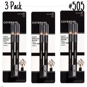 CoverGirl Easy Breezy Brow Fill + Define Pencil,twin #505 Rich Brown 3 pack new